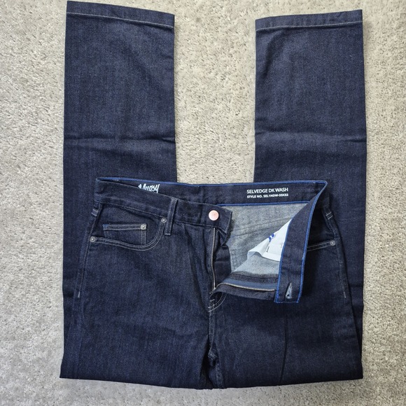 Mugsy Selvedge Jeans Mens 33x32 Dark Wash Denim Straight Comfort Preppy Office